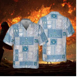 Milwaukee Brewers Vintage Blue Patch Hawaiian Shirt