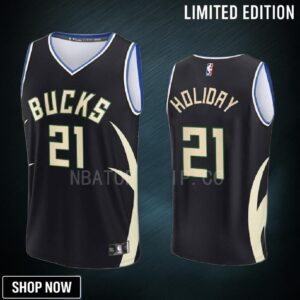 Milwaukee Bucks 21 Jrue Holiday Statement Edition Men Jersey -23 Fast Break Black