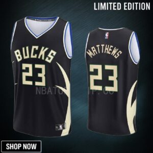 Milwaukee Bucks 23 Wesley Matthews Statement Edition Men Jersey -23 Fast Break Black