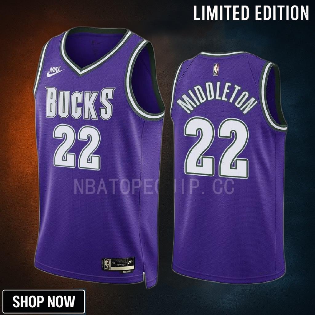 Milwaukee Bucks Khris Middleton 22 -23 Classic Edition Purple Jersey