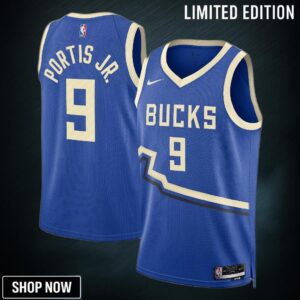 Milwaukee Bucks Nike City Edition Swingman Jersey - Royal Bobby Portis Jr. Unisex