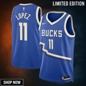 Milwaukee Bucks Nike City Edition Swingman Jersey - Royal Brook Lopez Unisex