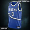 Milwaukee Bucks Nike City Edition Swingman Jersey - Royal Damian Lillard Unisex
