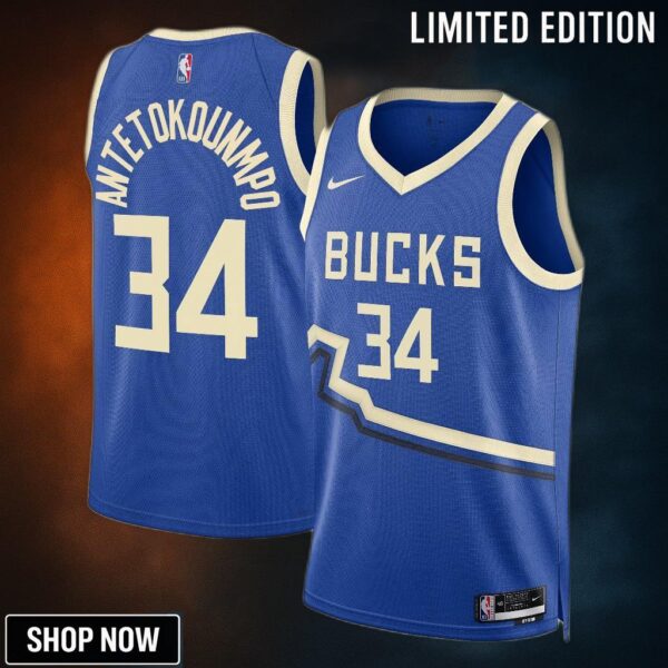 Milwaukee Bucks Nike City Edition Swingman Jersey - Royal Giannis Antetokounmpo Unisex