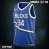 Milwaukee Bucks Nike City Edition Swingman Jersey - Royal Giannis Antetokounmpo Unisex
