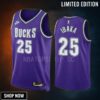Milwaukee Bucks Serge Ibaka 25 -23 Classic Edition Purple Jersey