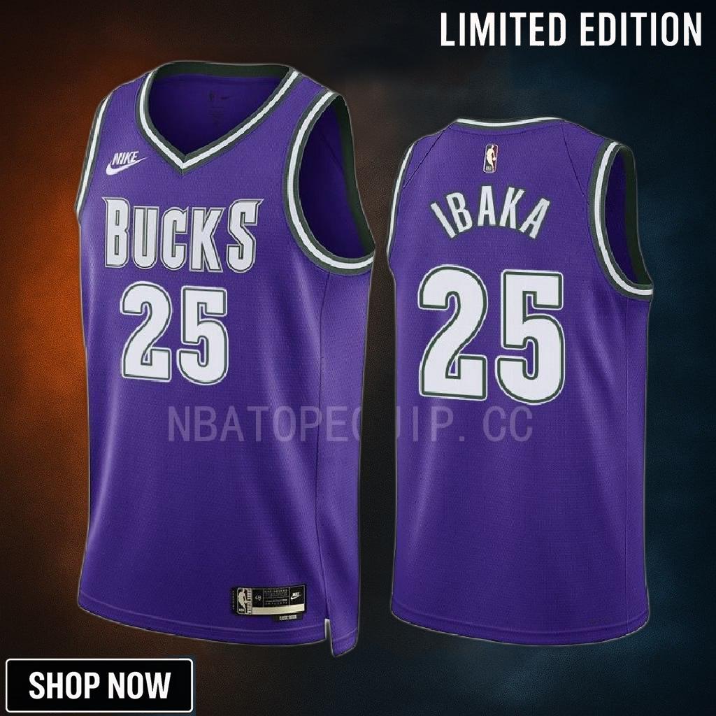 Milwaukee Bucks Serge Ibaka 25 -23 Classic Edition Purple Jersey