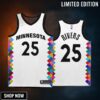 Minnesota Timberwolves Austin Rivers 25 -23 City Edition White Jersey Bob Dylan
