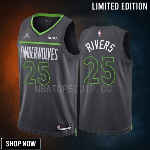 Minnesota Timberwolves Austin Rivers 25 -23 Statement Edition Anthracite Men Jersey Swingman