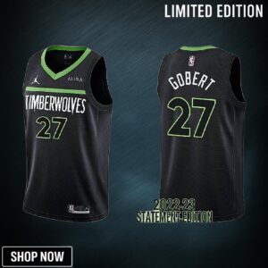 Minnesota Timberwolves Rudy Gobert 27 Black -23 Statement Edition Men Jersey