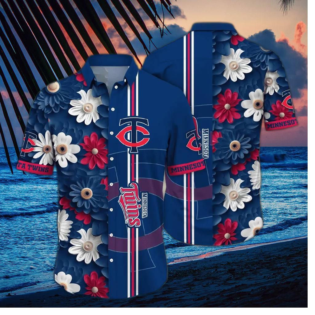 Minnesota Twins Daisy Stripe Hawaiian Shirt