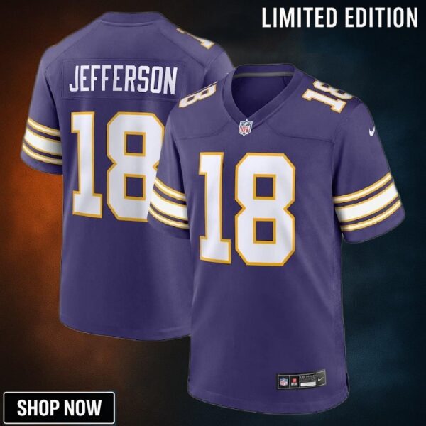 Minnesota Vikings #18 Justin Jefferson Classic Player Game Jersey - Purple