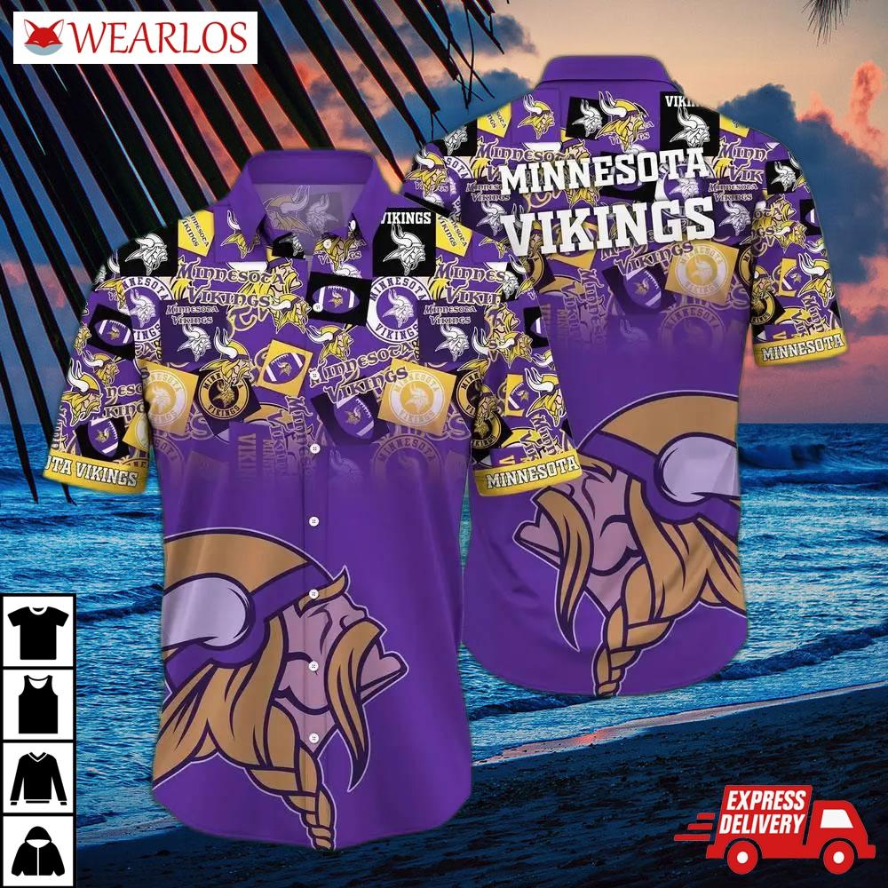 Minnesota Vikings Logo Collage Hawaiian Shirt