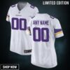 Minnesota Vikings Womens Custom Game Jersey - White Jerseys Nfl