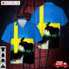 Moose With Swedish Flag Hawaiian Shirt
