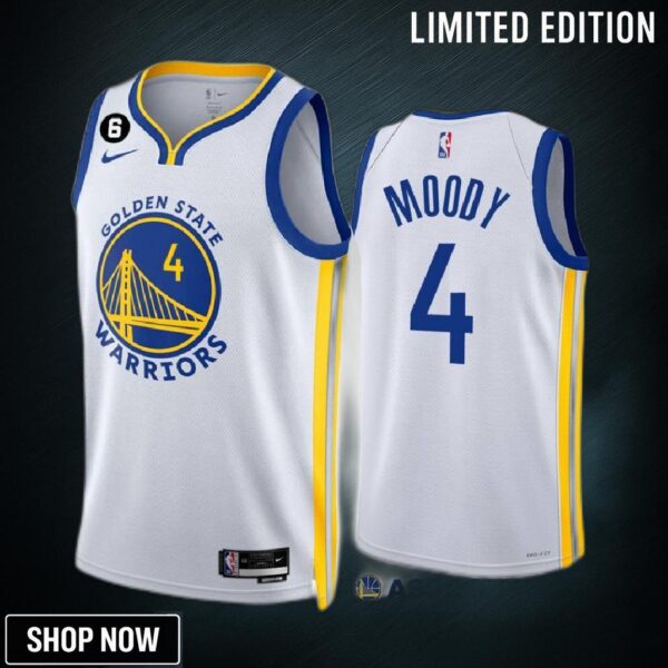 Moses Moody 4 -23 Golden State Warriors White Association Edition Jersey No.6 Patch