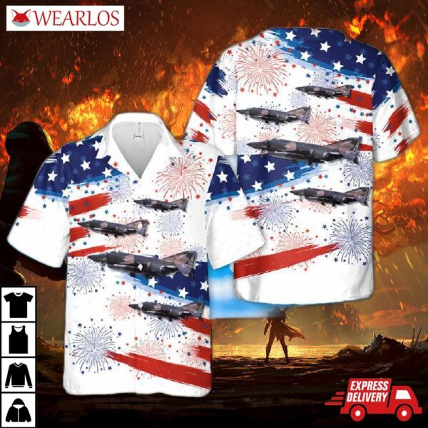Nebraska Air National Guard 173D Refueling Squadron Rf-4c Phantom Ii, 4th Of July Hawaiian Shirt