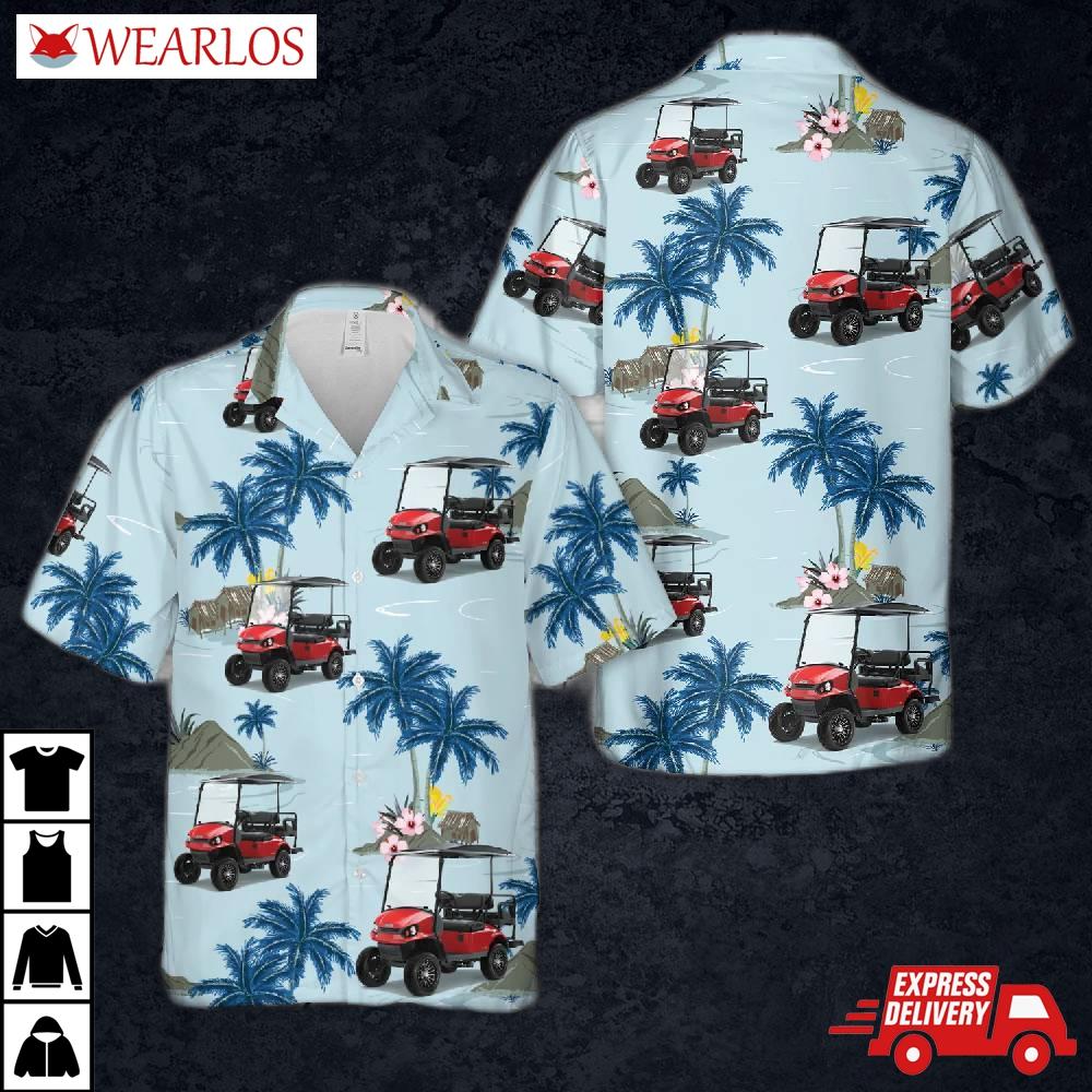 New 2023 E-z-go Express S4 Elite Lithium Flame Red Golf Cart Hawaiian Shirt