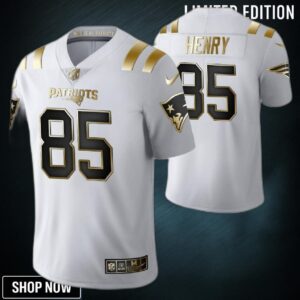 New England Patriots Hunter Henry 85 Nfl Golden Brandedition White Jersey Gift For Fans