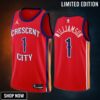 New Orleans Pelicans #1 Zion Williamson Red 23 Statement Edition Stitched Jersey