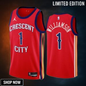 New Orleans Pelicans #1 Zion Williamson Red 23 Statement Edition Stitched Jersey