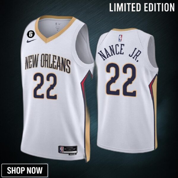 New Orleans Pelicans -23 Larry Nance Jr. 22 Association Edition White Jersey Swingman