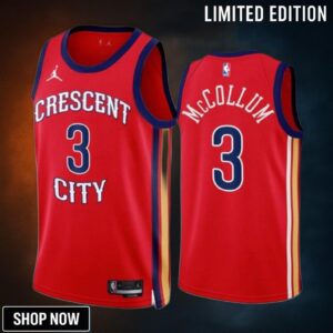 New Orleans Pelicans #3 Cj Mccollum Red 23 Statement Edition Stitched Jersey