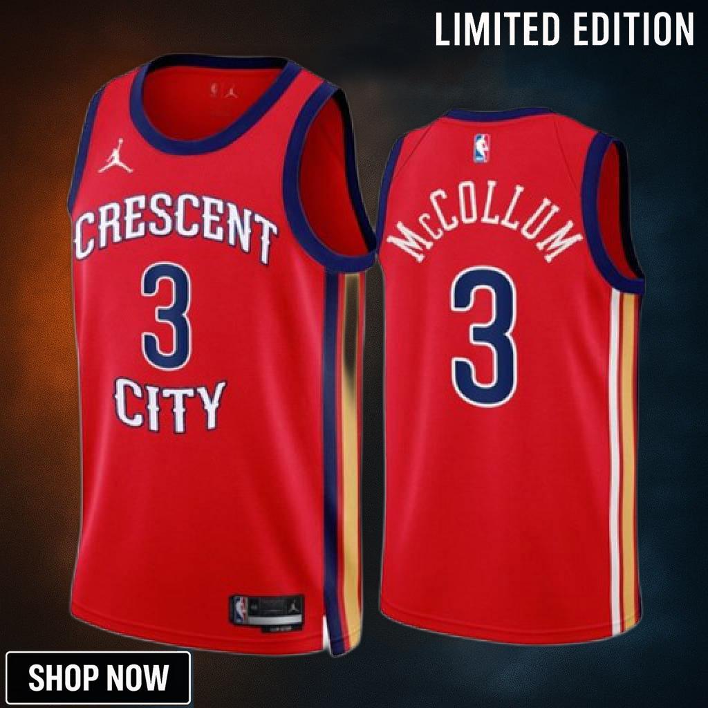 New Orleans Pelicans #3 Cj Mccollum Red 23 Statement Edition Stitched Jersey
