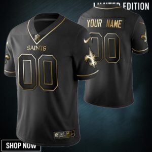 New Orleans Saints 2021 Nfl Golden Brandedition Black Jersey Gift With Custom Name Number For Fans