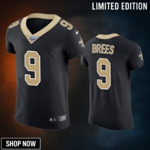 New Orleans Saints Drew Brees Black 100th Season Vapor Elite Jersey