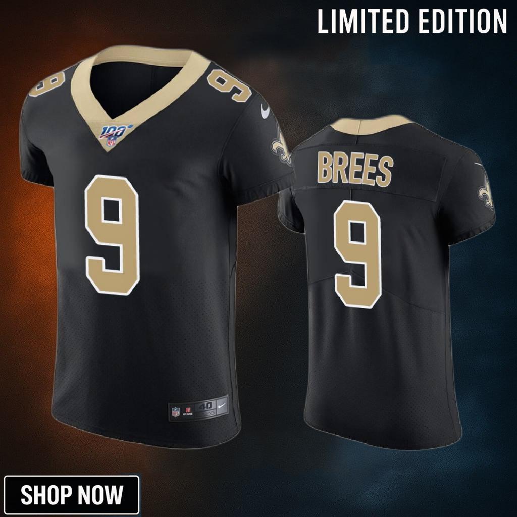 New Orleans Saints Drew Brees Black 100th Season Vapor Elite Jersey