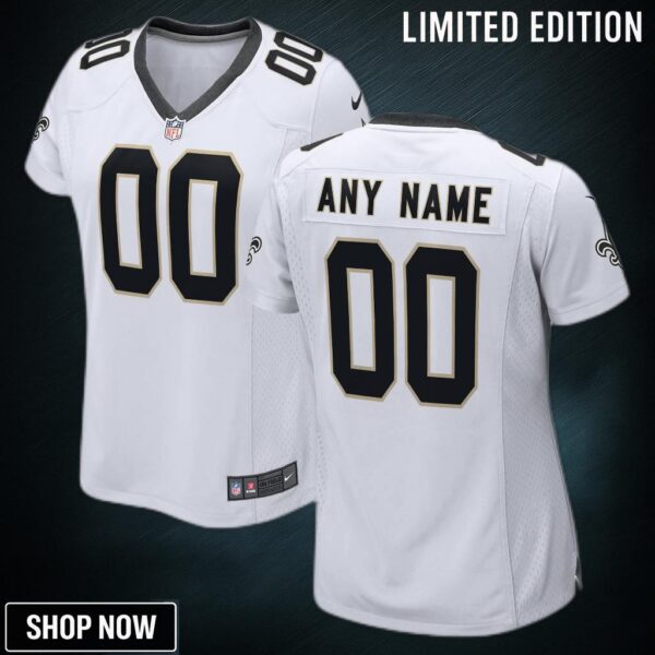 New Orleans Saints Womens Custom Game Jersey White Jerseys Nfl