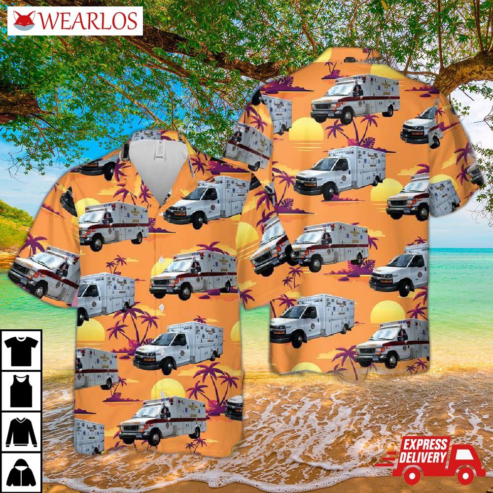 New York Briarcliff Manor Fire Department Ambulance Hawaiian Shirt