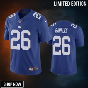 New York Giants Saquon Barkley Royal 100th Season Vapor Limited Jersey