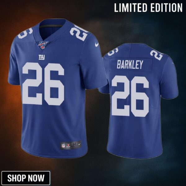 New York Giants Saquon Barkley Royal 100th Season Vapor Limited Jersey