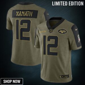 New York Jets Joe Namath 12 Nfl Olive Salute To Service Retired Player Men Jersey For Fans