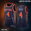 New York Knicks Derrick Rose 4 -23 Statement Edition Navy Men Jersey Swingman