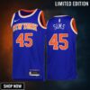 New York Knicks Jericho Sims 45 Blue Icon Edition Jersey -23 Swingman