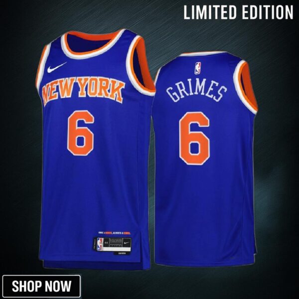 New York Knicks Quentin Grimes 6 Blue Icon Edition Jersey -23 Swingman
