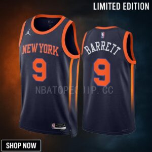 New York Knicks Rj Barrett 9 -23 Statement Edition Navy Men Jersey Swingman