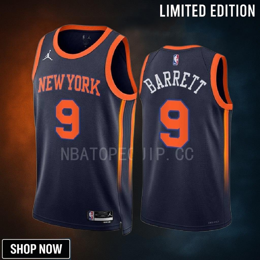 New York Knicks Rj Barrett 9 -23 Statement Edition Navy Men Jersey Swingman