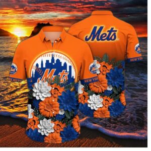 New York Mets Island Blooms Hawaiian Shirt