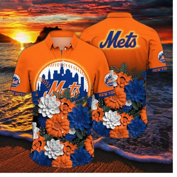 New York Mets Island Blooms Hawaiian Shirt
