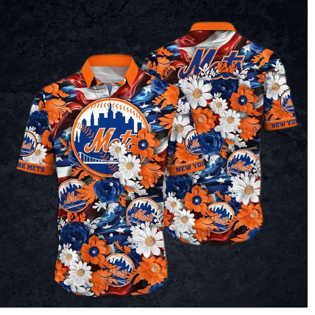 New York Mets baseball & Blooms hawaiian Shirt
