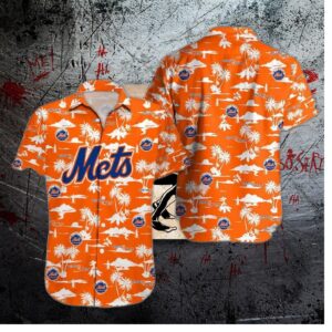 New York Mets Orange Paradise Vibes Hawaiian Shirt