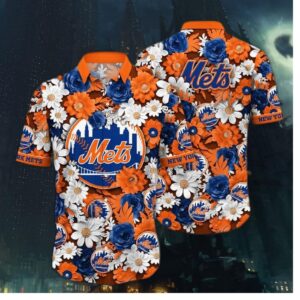 New York Mets Paper Flower Hawaiian Shirt 