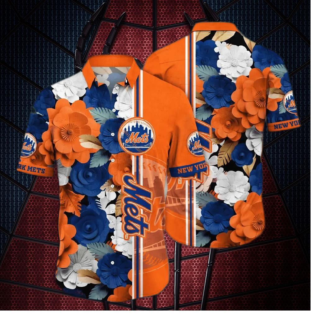 New York Mets Tropical Blossom Hawaiian Shirt