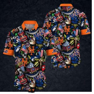 New York Mets Tropical Fanatics Hawaiian Shirt