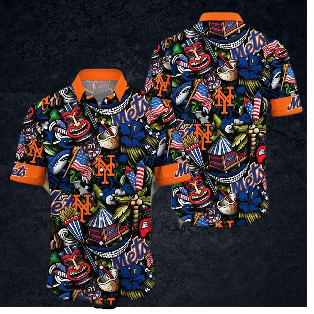 New York Mets Tropical Fanatics Hawaiian Shirt