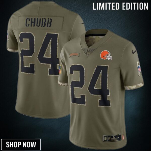 Nick Chubb Cleveland Browns Salute To Service Limited Jersey - Olive